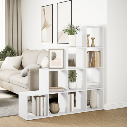 Room Divider Bookcase 4-Tier White 131.5x29x131.5 cm Engineered Wood