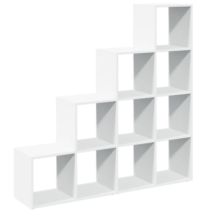 Room Divider Bookcase 4-Tier White 131.5x29x131.5 cm Engineered Wood