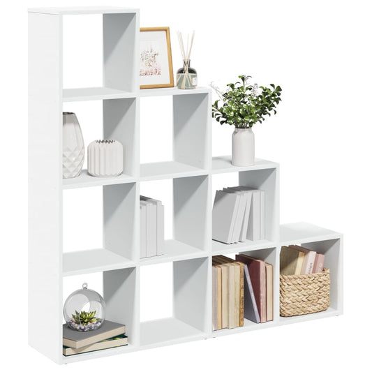 Room Divider Bookcase 4-Tier White 131.5x29x131.5 cm Engineered Wood