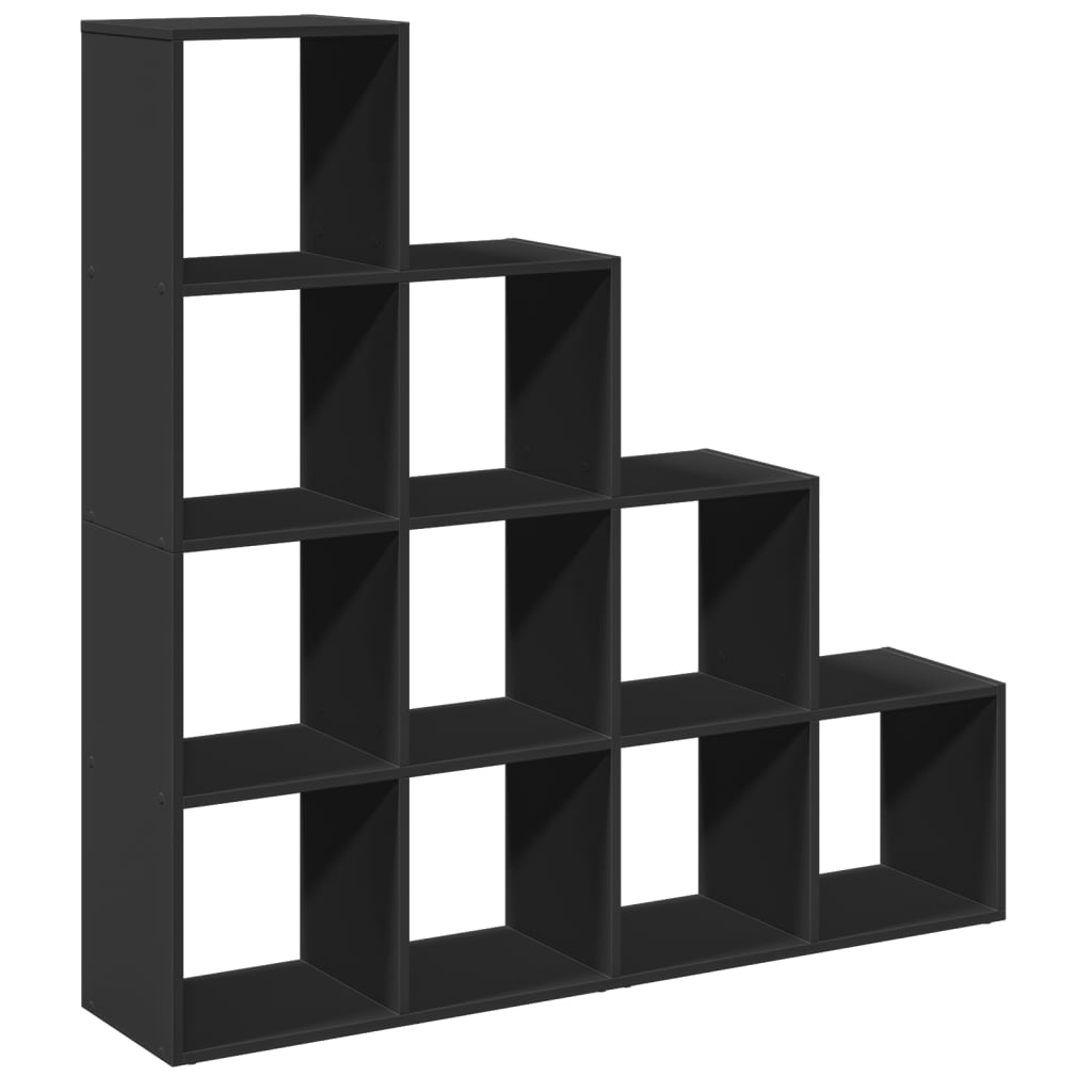 Room Divider Bookcase 4-Tier Black 131.5x29x131.5 cm Engineered Wood