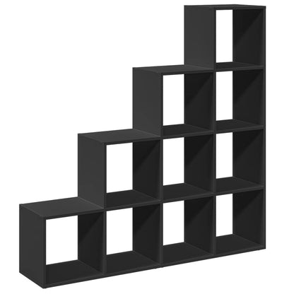 Room Divider Bookcase 4-Tier Black 131.5x29x131.5 cm Engineered Wood