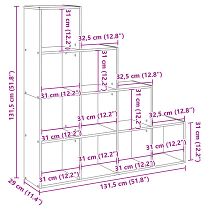 Room Divider Bookcase 4-Tier Black 131.5x29x131.5 cm Engineered Wood