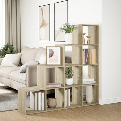 Room Divider Bookcase 4-Tier Sonoma Oak 131.5x29x131.5 cm Engineered Wood