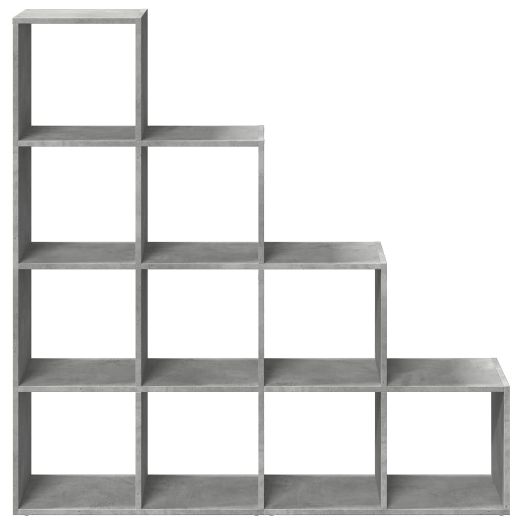 Room Divider Bookcase 4-Tier Concrete Grey 131.5x29x131.5 cm Engineered Wood