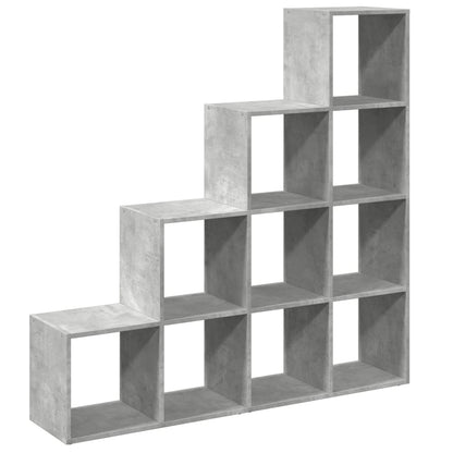 Room Divider Bookcase 4-Tier Concrete Grey 131.5x29x131.5 cm Engineered Wood