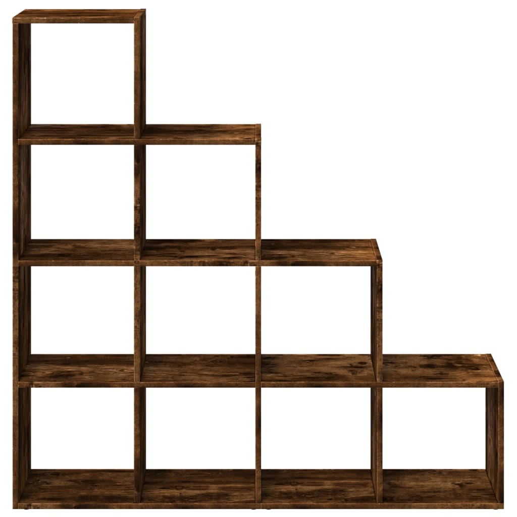 Room Divider Bookcase 4-Tier Smoked Oak 131.5x29x131.5 cm Engineered Wood