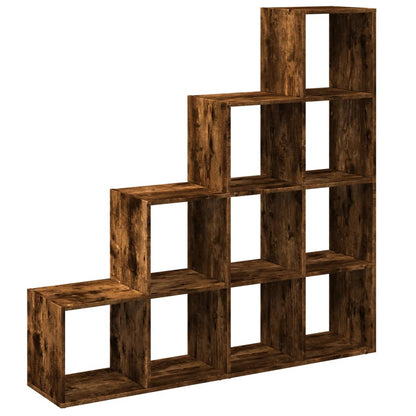 Room Divider Bookcase 4-Tier Smoked Oak 131.5x29x131.5 cm Engineered Wood