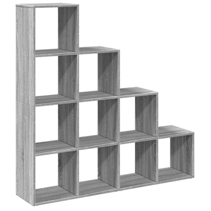 Room Divider Bookcase 4-Tier Grey Sonoma 131.5x29x131.5 cm Engineered Wood