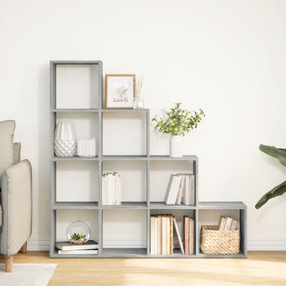 Room Divider Bookcase 4-Tier Grey Sonoma 131.5x29x131.5 cm Engineered Wood