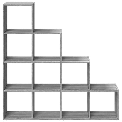 Room Divider Bookcase 4-Tier Grey Sonoma 131.5x29x131.5 cm Engineered Wood