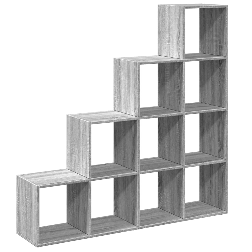 Room Divider Bookcase 4-Tier Grey Sonoma 131.5x29x131.5 cm Engineered Wood