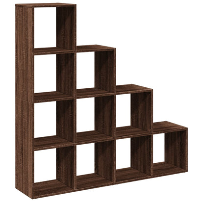 Room Divider Bookcase 4-Tier Brown Oak 131.5x29x131.5 cm Engineered Wood