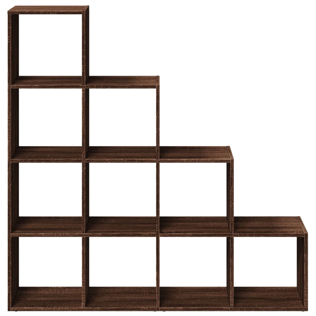 Room Divider Bookcase 4-Tier Brown Oak 131.5x29x131.5 cm Engineered Wood