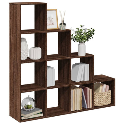 Room Divider Bookcase 4-Tier Brown Oak 131.5x29x131.5 cm Engineered Wood