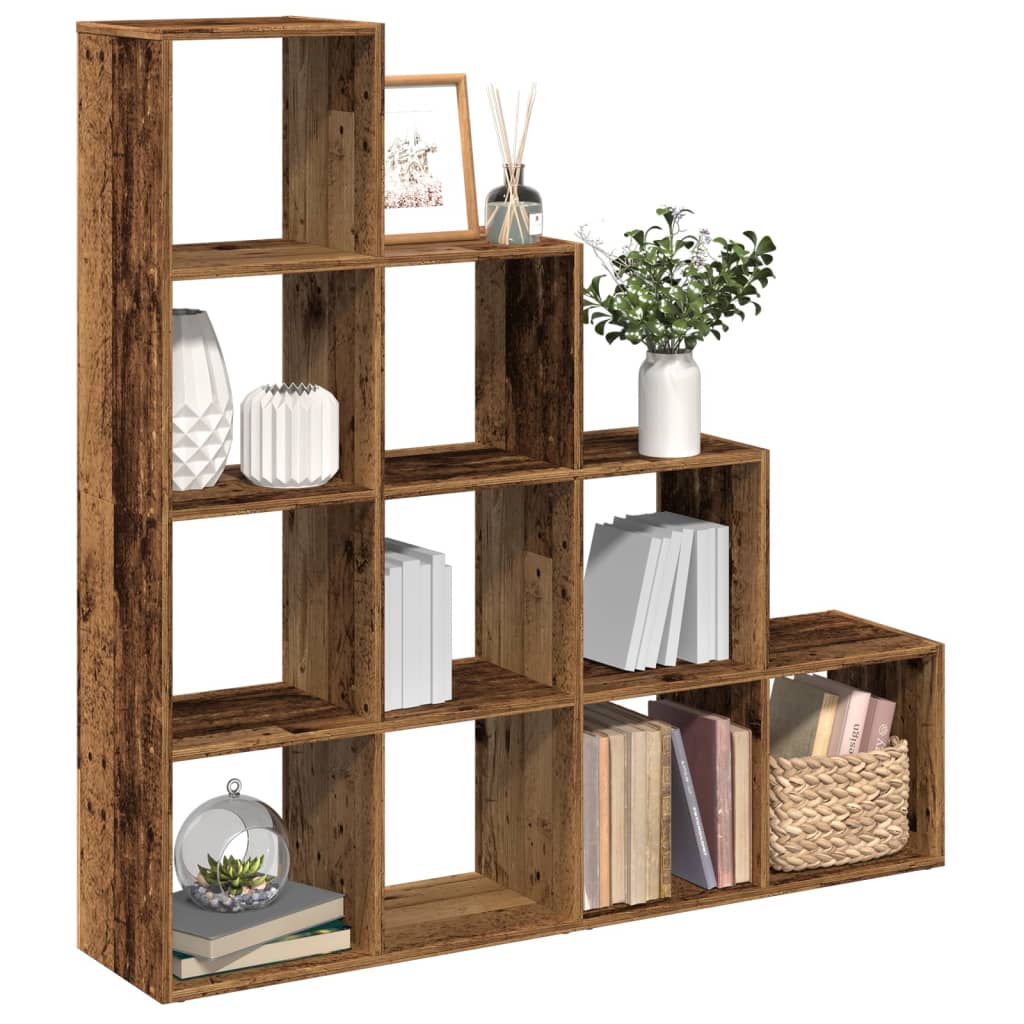 Room Divider Bookcase 4-Tier Old Wood 131.5x29x131.5 cm Engineered Wood