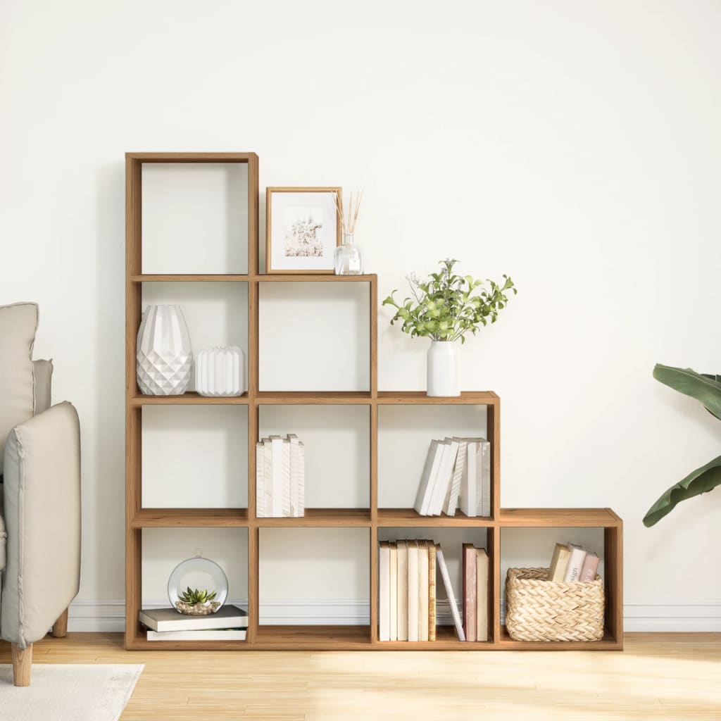 Room Divider Bookcase 4-Tier Artisan Oak 131.5x29x131.5 cm Engineered Wood