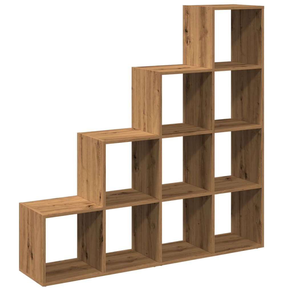 Room Divider Bookcase 4-Tier Artisan Oak 131.5x29x131.5 cm Engineered Wood