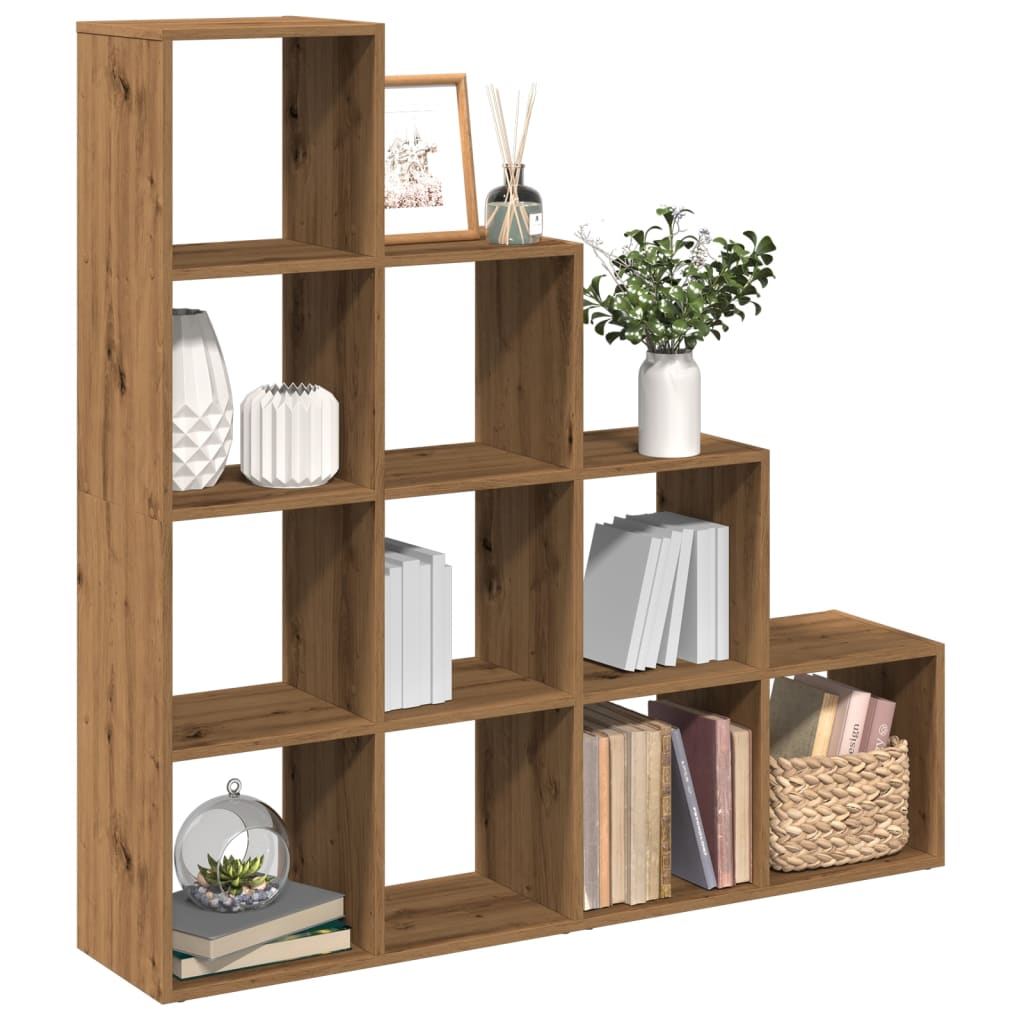 Room Divider Bookcase 4-Tier Artisan Oak 131.5x29x131.5 cm Engineered Wood