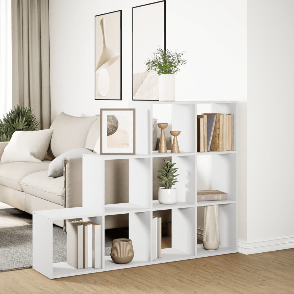 Room Divider Bookcase 3-Tier White 137.5x29x103.5 cm Engineered Wood