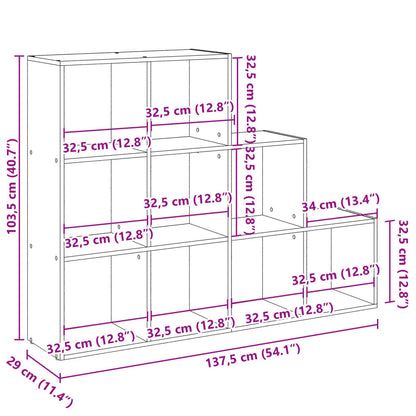 Room Divider Bookcase 3-Tier White 137.5x29x103.5 cm Engineered Wood