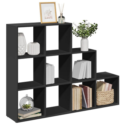 Room Divider Bookcase 3-Tier Black 137.5x29x103.5 cm Engineered Wood