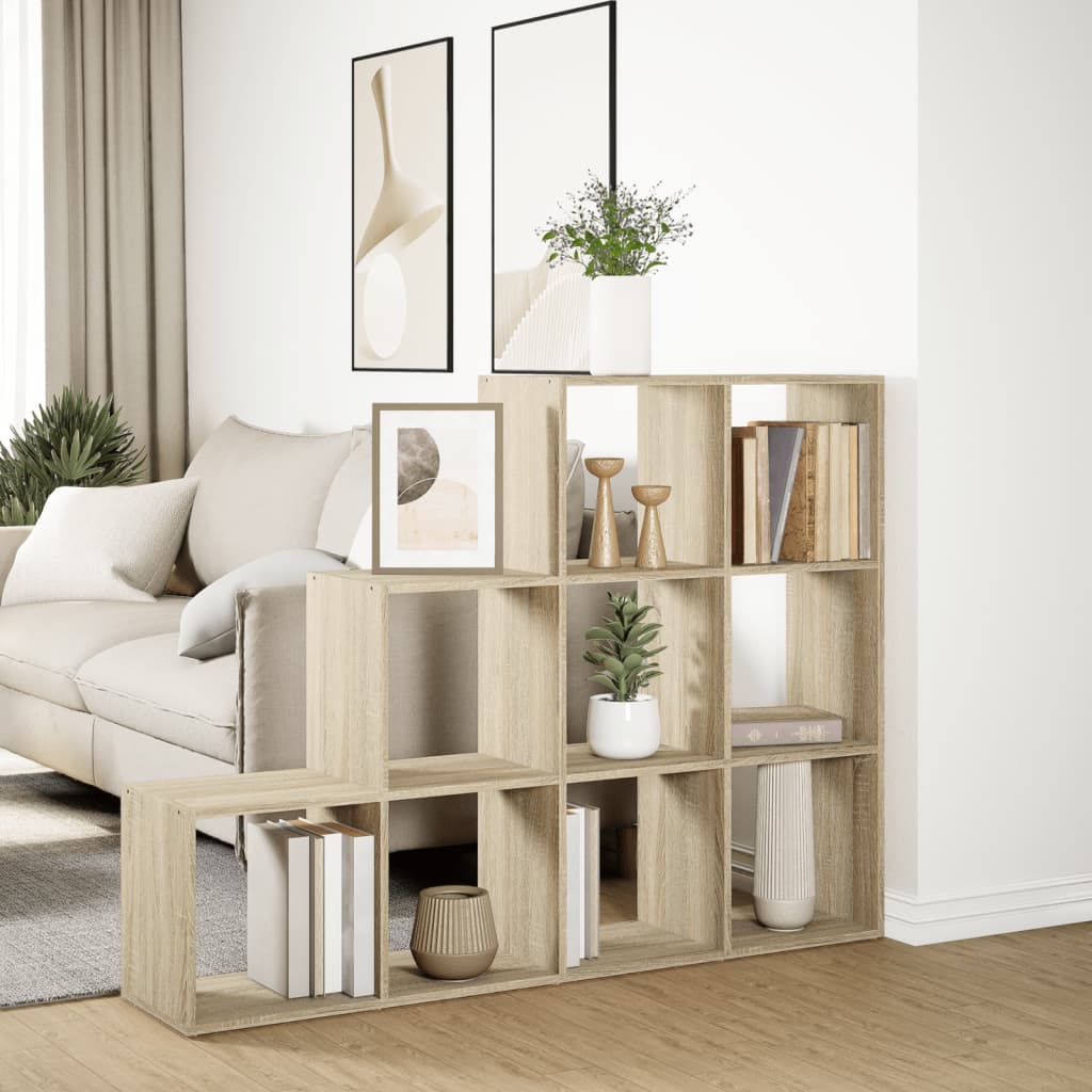 Room Divider Bookcase 3-Tier Sonoma Oak 137.5x29x103.5 cm Engineered Wood