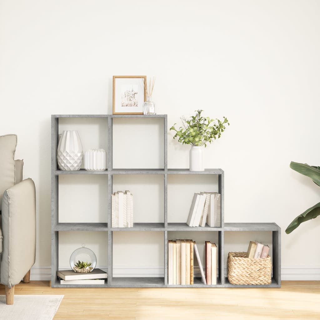 Room Divider Bookcase 3-Tier Concrete Grey 137.5x29x103.5 cm Engineered Wood