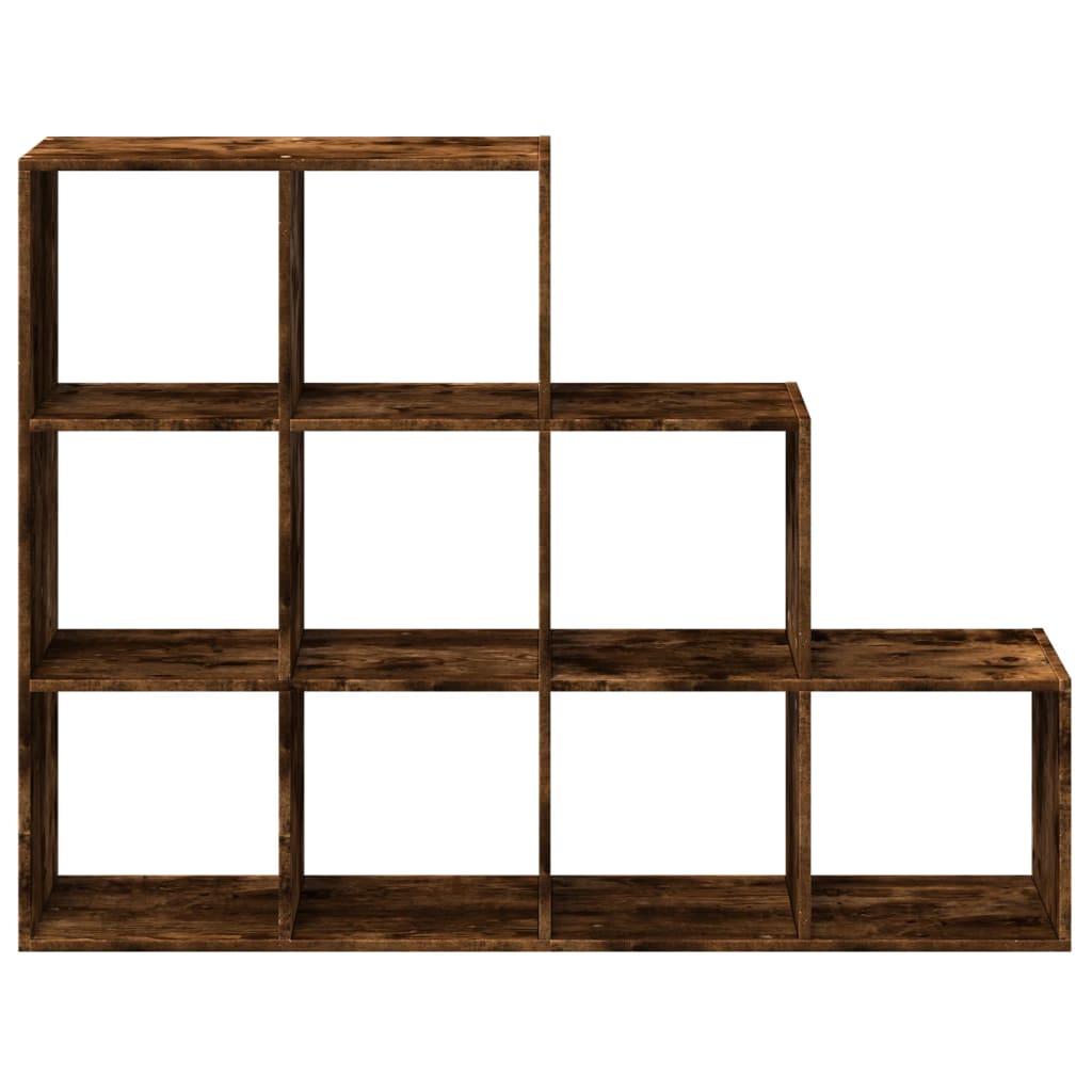 Room Divider Bookcase 3-Tier Smoked Oak 137.5x29x103.5 cm Engineered Wood