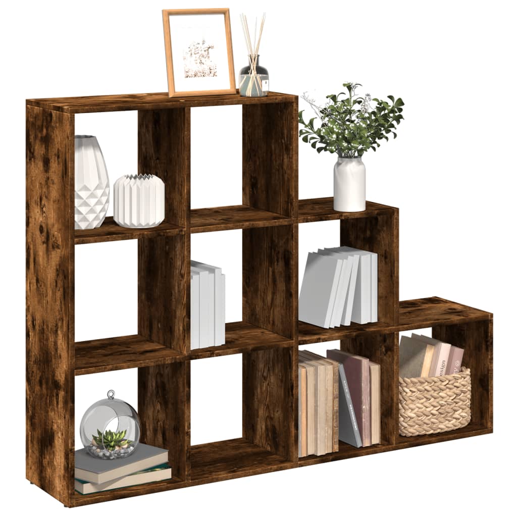 Room Divider Bookcase 3-Tier Smoked Oak 137.5x29x103.5 cm Engineered Wood