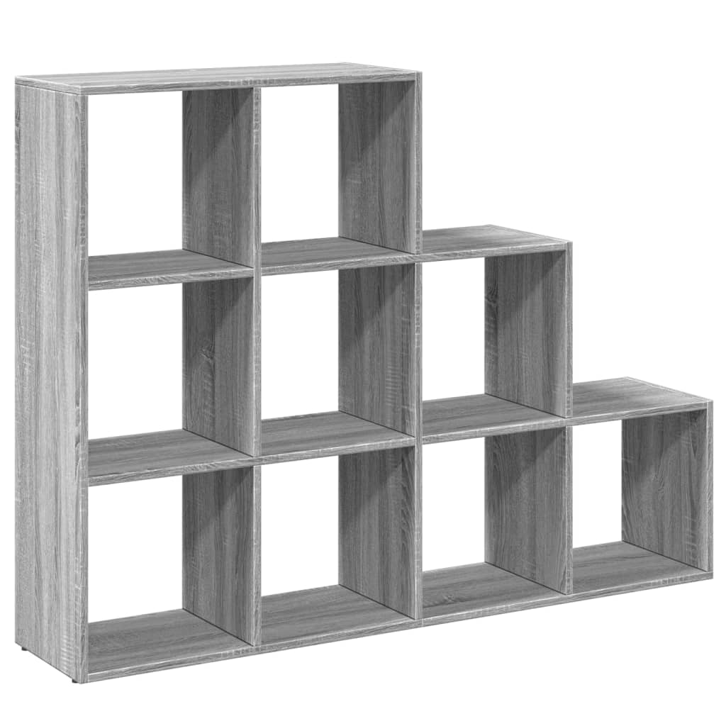 Room Divider Bookcase 3-Tier Grey Sonoma 137.5x29x103.5 cm Engineered Wood