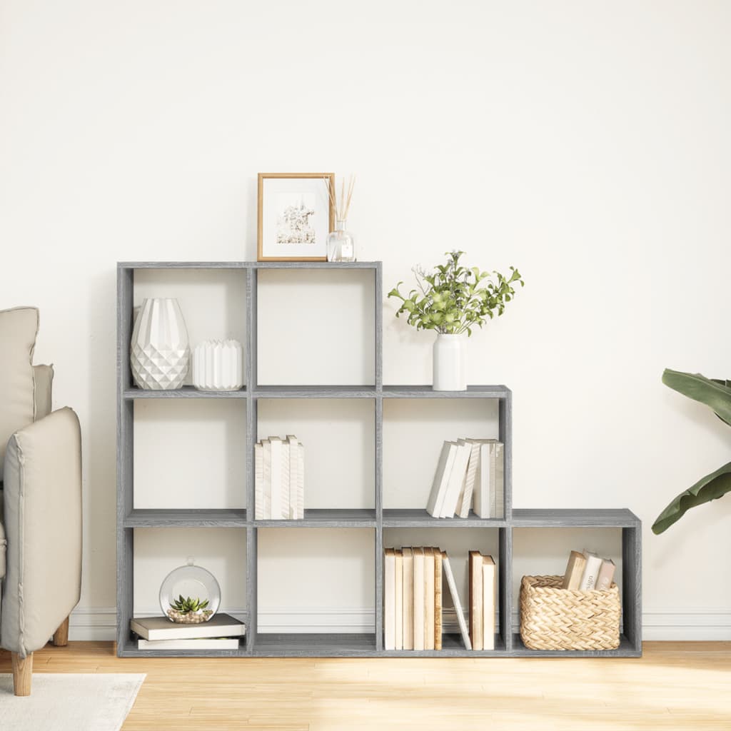 Room Divider Bookcase 3-Tier Grey Sonoma 137.5x29x103.5 cm Engineered Wood