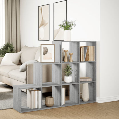 Room Divider Bookcase 3-Tier Grey Sonoma 137.5x29x103.5 cm Engineered Wood