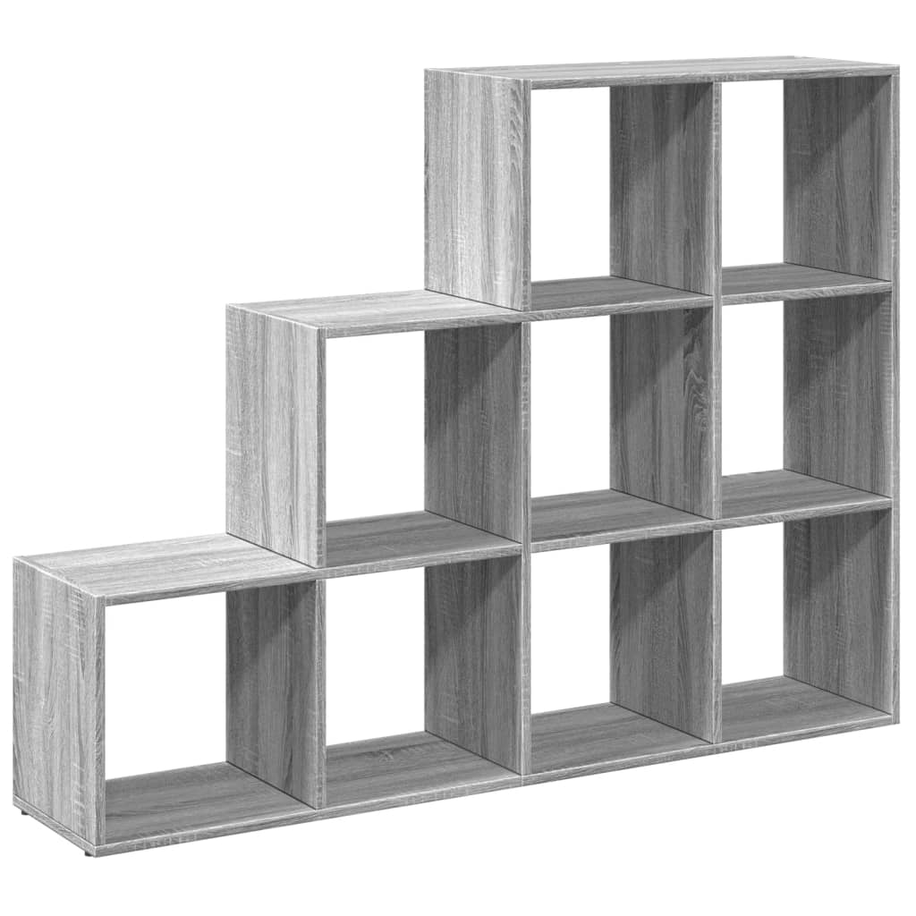 Room Divider Bookcase 3-Tier Grey Sonoma 137.5x29x103.5 cm Engineered Wood