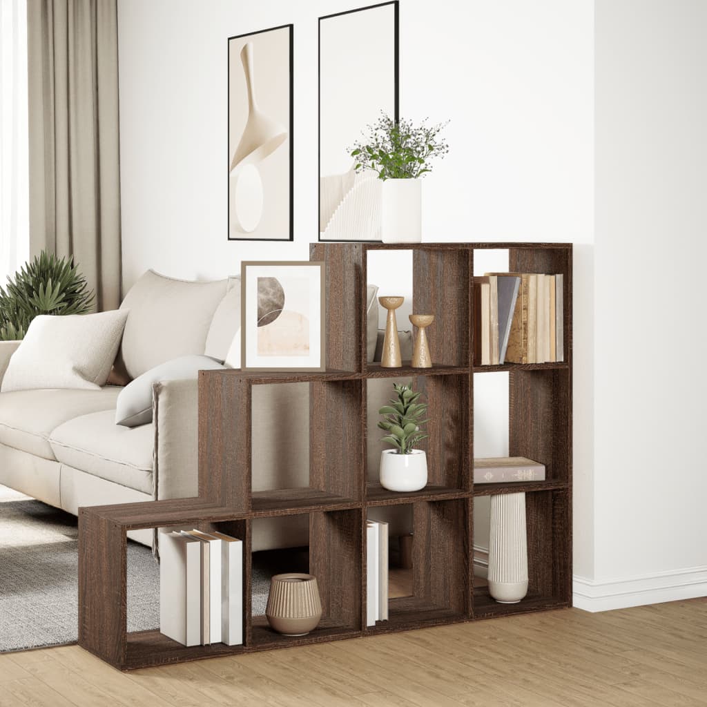 Room Divider Bookcase 3-Tier Brown Oak 137.5x29x103.5 cm Engineered Wood