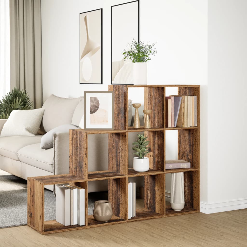 Room Divider Bookcase 3-Tier Old Wood 137.5x29x103.5 cm Engineered Wood