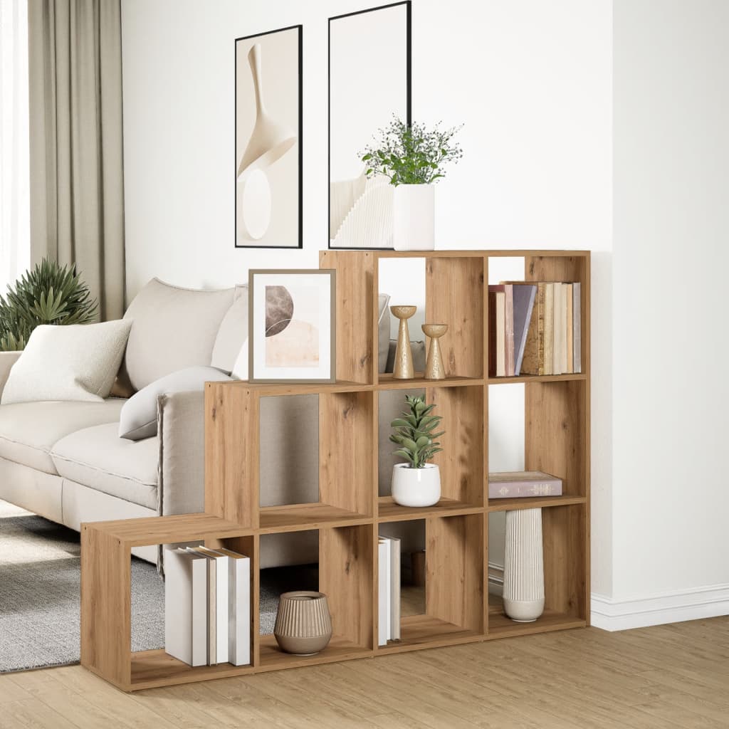 Room Divider Bookcase 3-Tier Artisan Oak 137.5x29x103.5 cm Engineered Wood