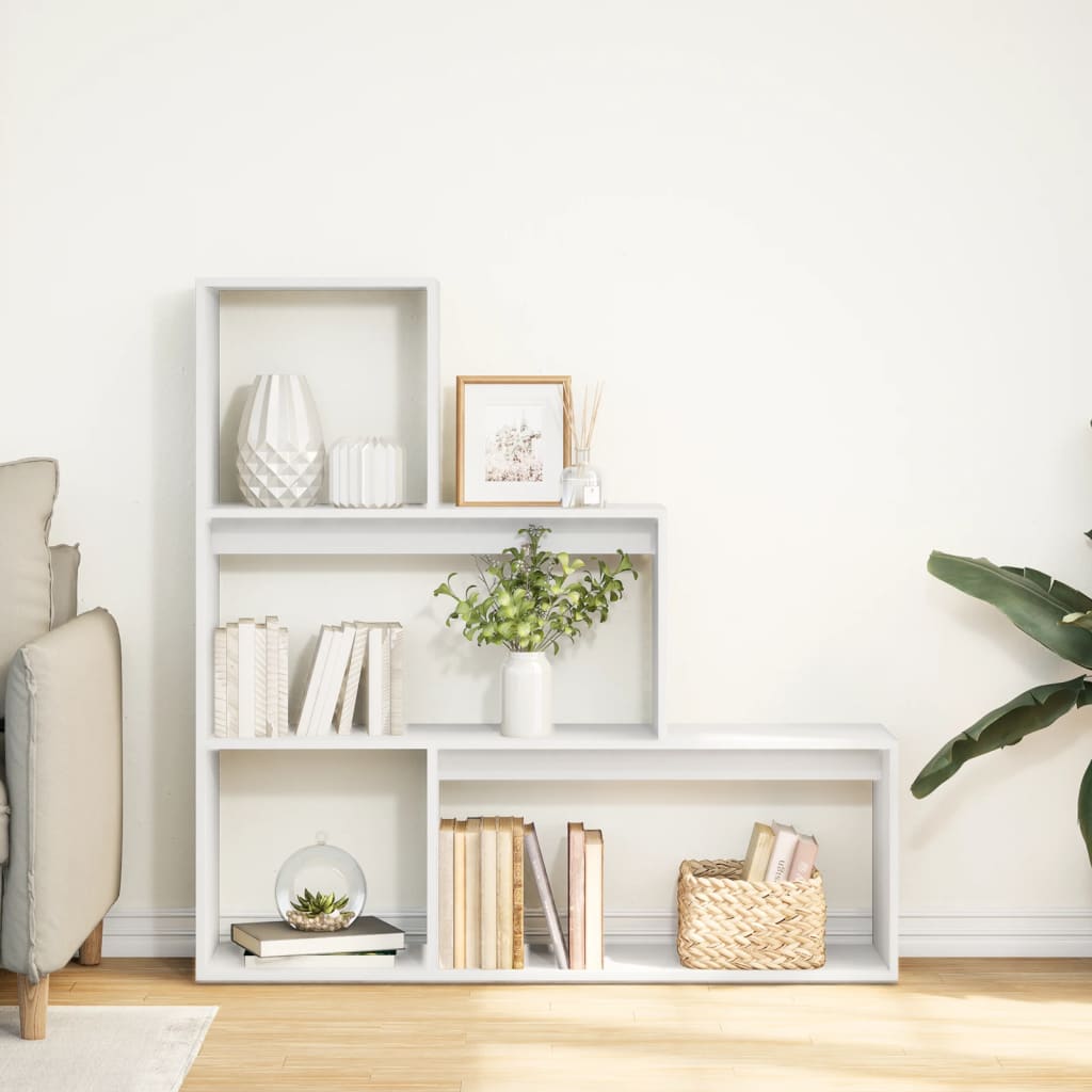 Room Divider Bookcase 3-Tier White 123x29x123 cm Engineered Wood