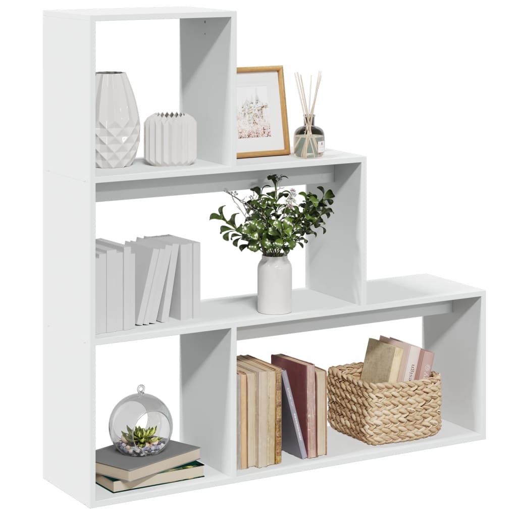 Room Divider Bookcase 3-Tier White 123x29x123 cm Engineered Wood