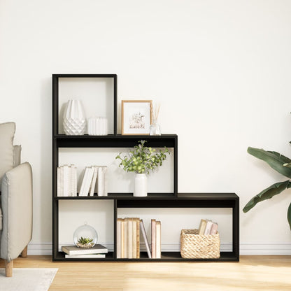 Room Divider Bookcase 3-Tier Black 123x29x123 cm Engineered Wood