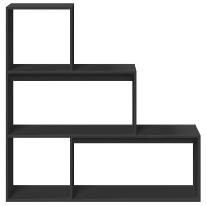 Room Divider Bookcase 3-Tier Black 123x29x123 cm Engineered Wood