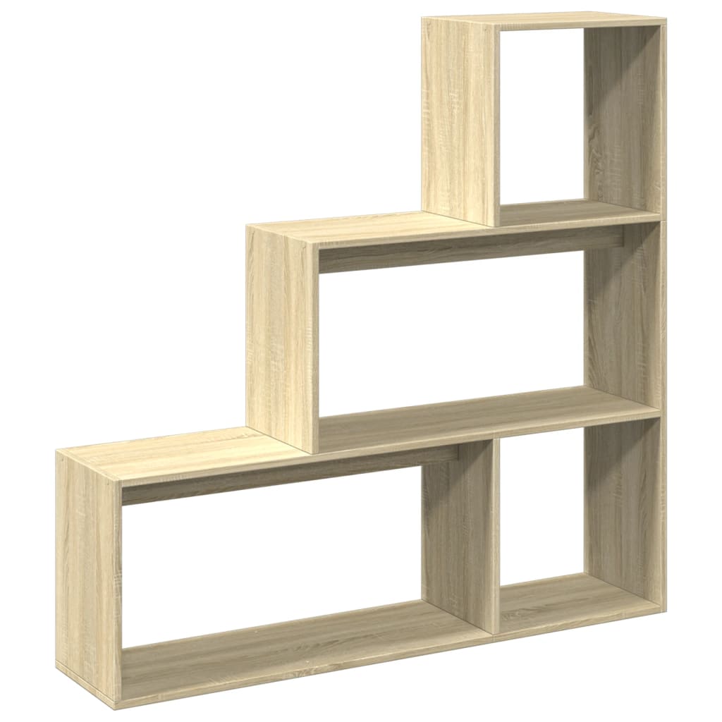 Room Divider Bookcase 3-Tier Sonoma Oak 123x29x123 cm Engineered Wood