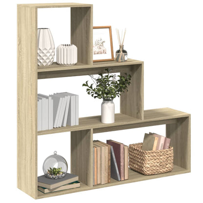 Room Divider Bookcase 3-Tier Sonoma Oak 123x29x123 cm Engineered Wood