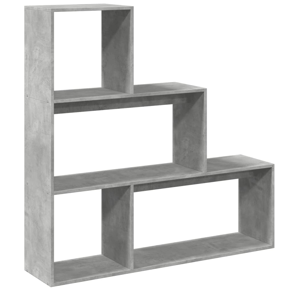 Room Divider Bookcase 3-Tier Concrete Grey 123x29x123 cm Engineered Wood