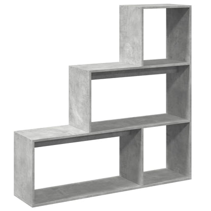 Room Divider Bookcase 3-Tier Concrete Grey 123x29x123 cm Engineered Wood