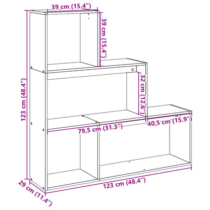 Room Divider Bookcase 3-Tier Concrete Grey 123x29x123 cm Engineered Wood