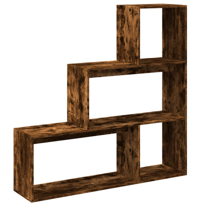 Room Divider Bookcase 3-Tier Smoked Oak 123x29x123 cm Engineered Wood