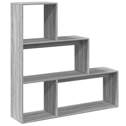 Room Divider Bookcase 3-Tier Grey Sonoma 123x29x123 cm Engineered Wood