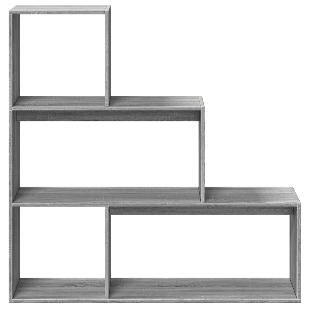 Room Divider Bookcase 3-Tier Grey Sonoma 123x29x123 cm Engineered Wood