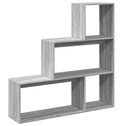 Room Divider Bookcase 3-Tier Grey Sonoma 123x29x123 cm Engineered Wood