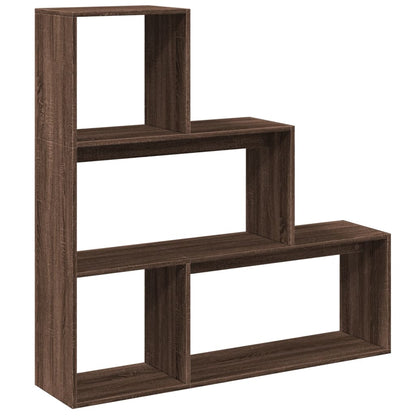 Room Divider Bookcase 3-Tier Brown Oak 123x29x123 cm Engineered Wood